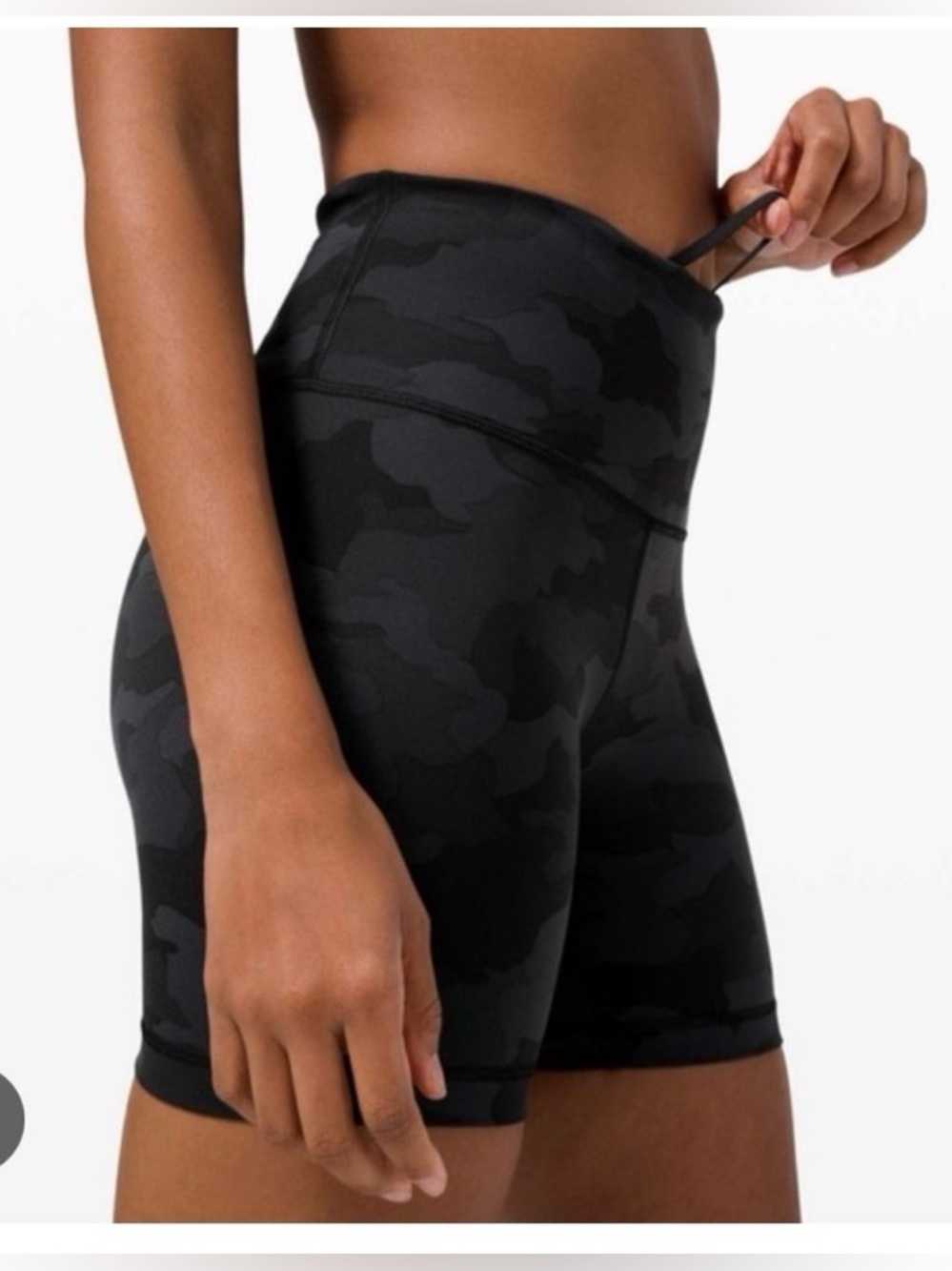 lululemon athletica Black Camo Mid Rise Bike Shorts